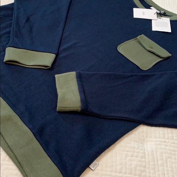 Onia Hudson Crewneck, Navy w/ Army Green Trim - Picture 9 of 15